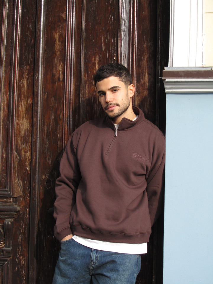 Pecan Brown Unisex Quarter Zip