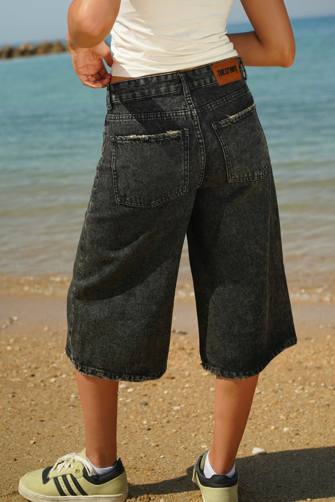 Washed Black Women's Jorts