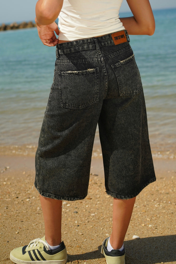 Washed Black Women's Jorts