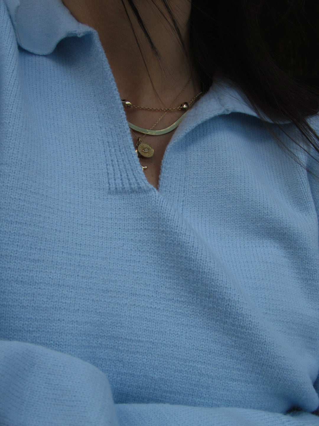 Women's Knitted Top in Baby Blue