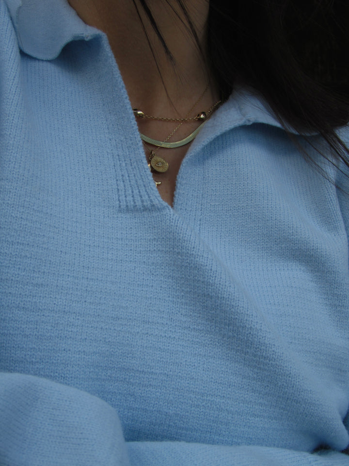 Women's Knitted Top in Baby Blue