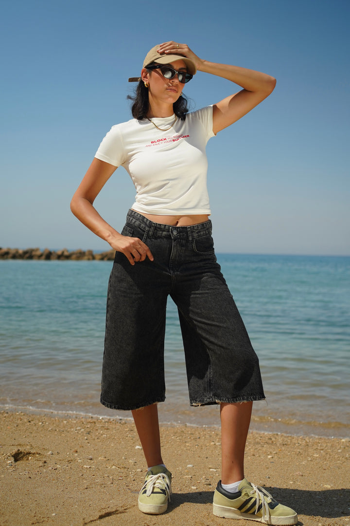 Washed Black Women's Jorts
