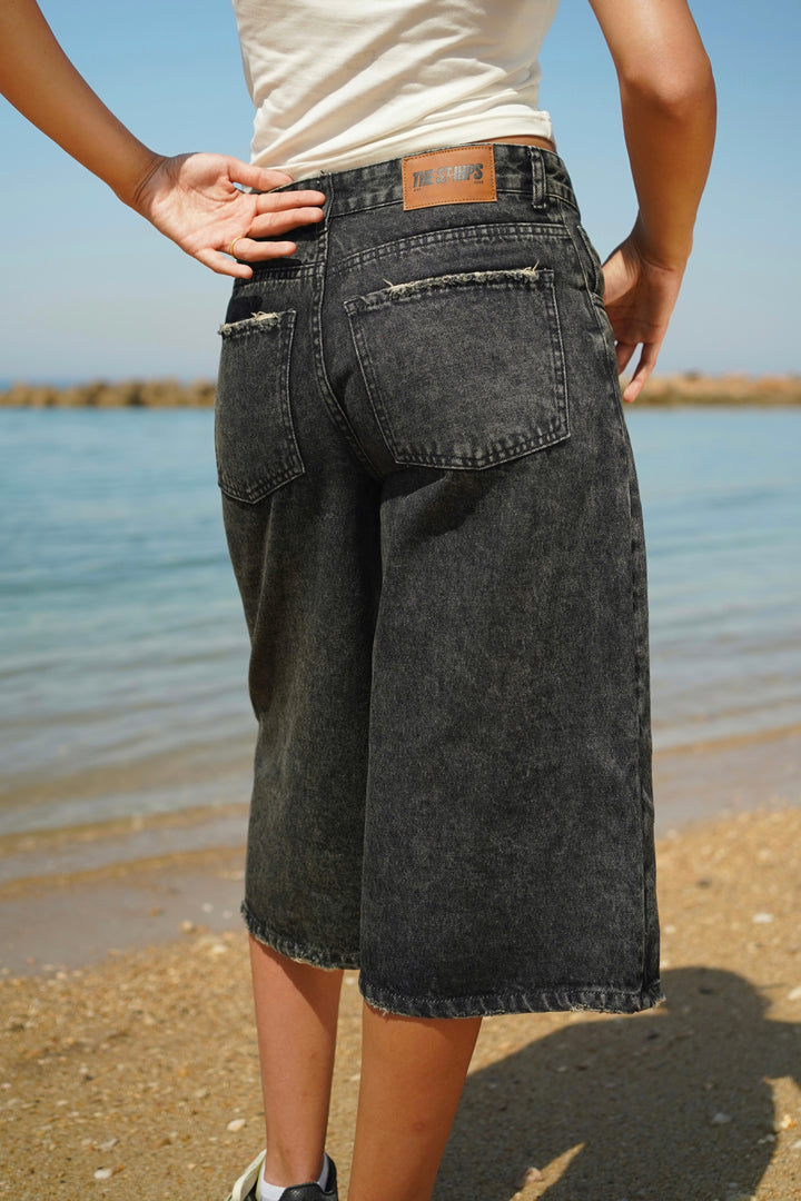 Washed Black Women's Jorts