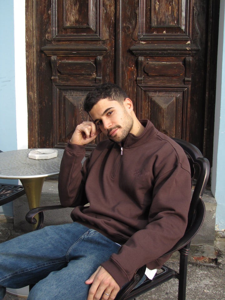 Pecan Brown Unisex Quarter Zip