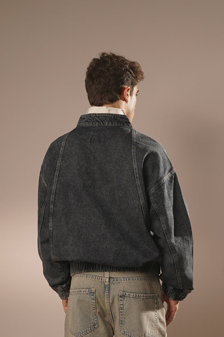 Denim Quarter Zip in Navy Blue