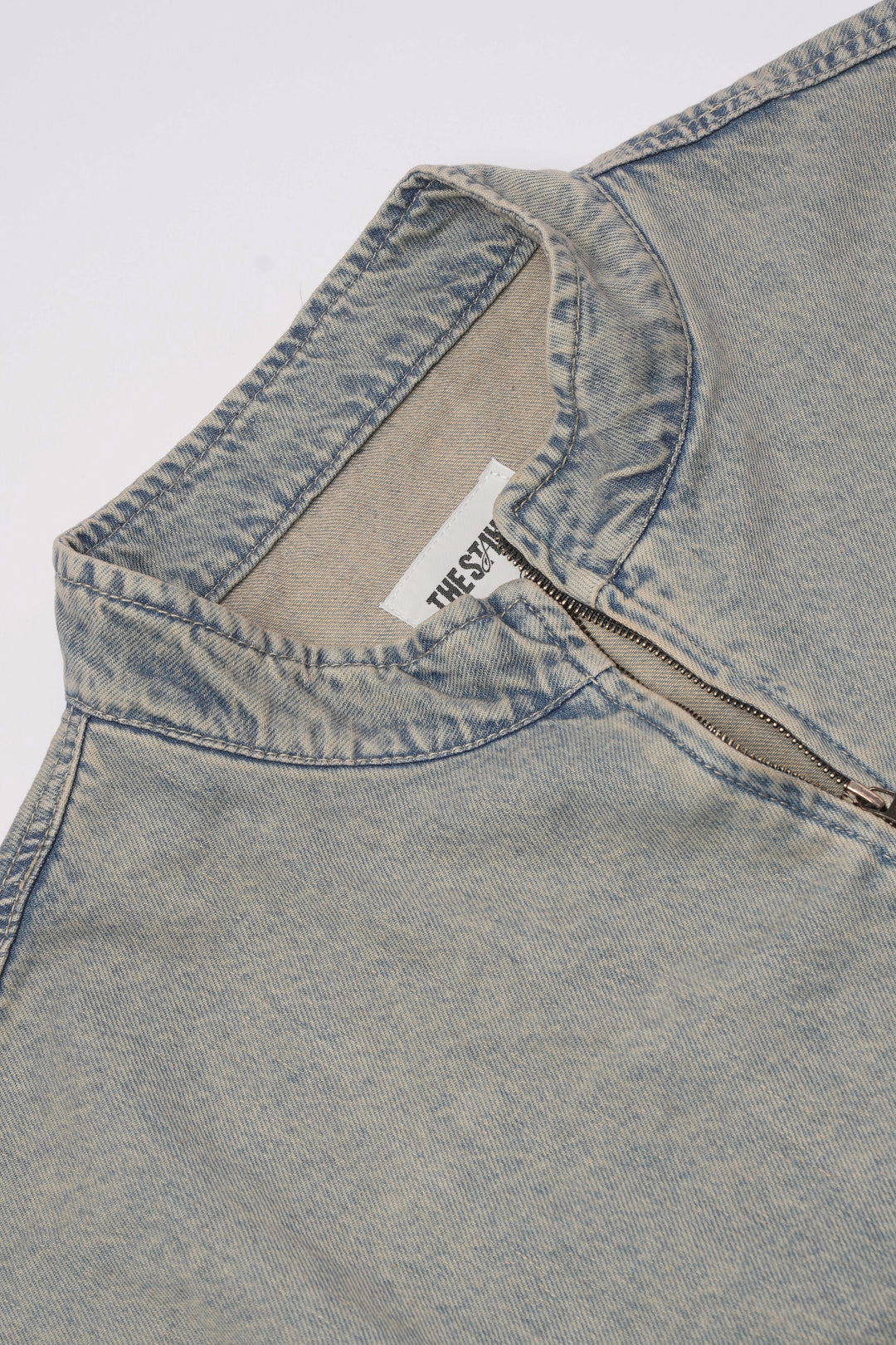 Denim Quarter Zip in Grime Green