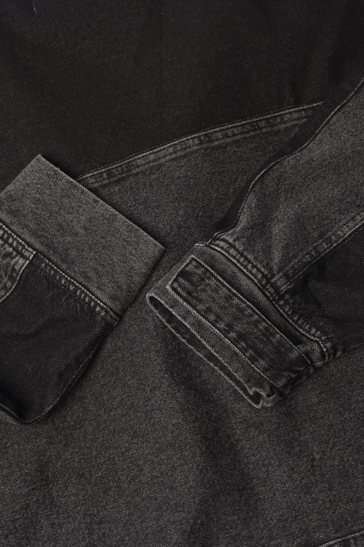 Hooded Trucker Jacket in Midnight Black