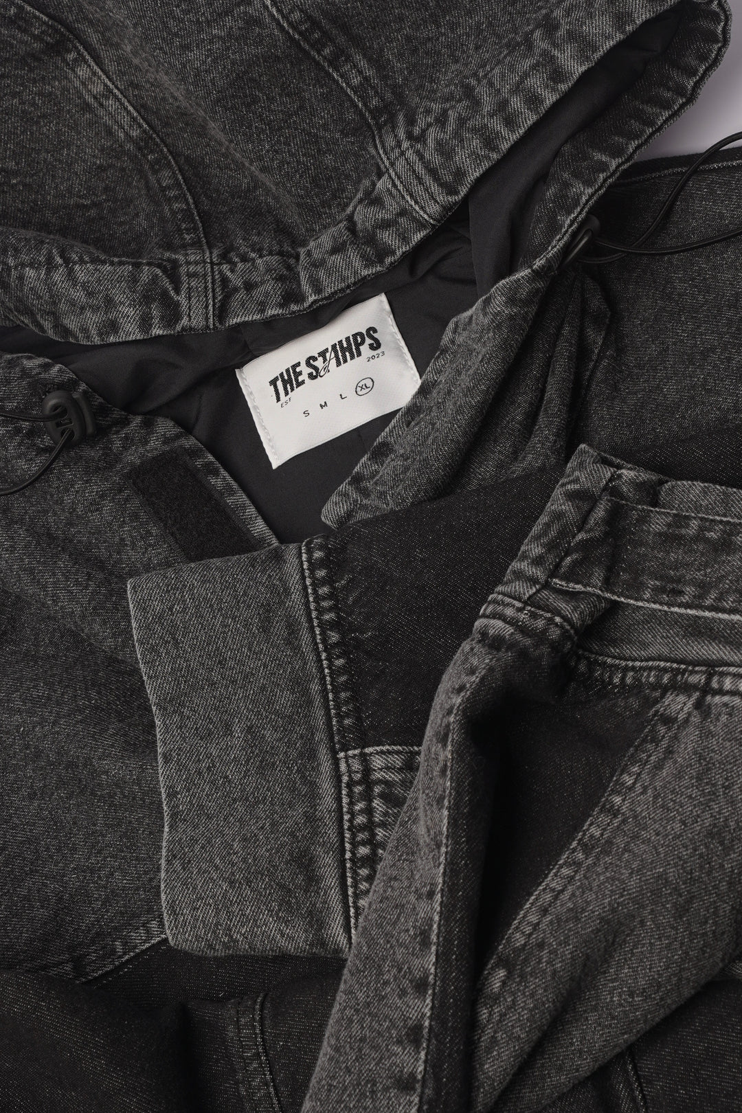 Hooded Trucker Jacket in Midnight Black